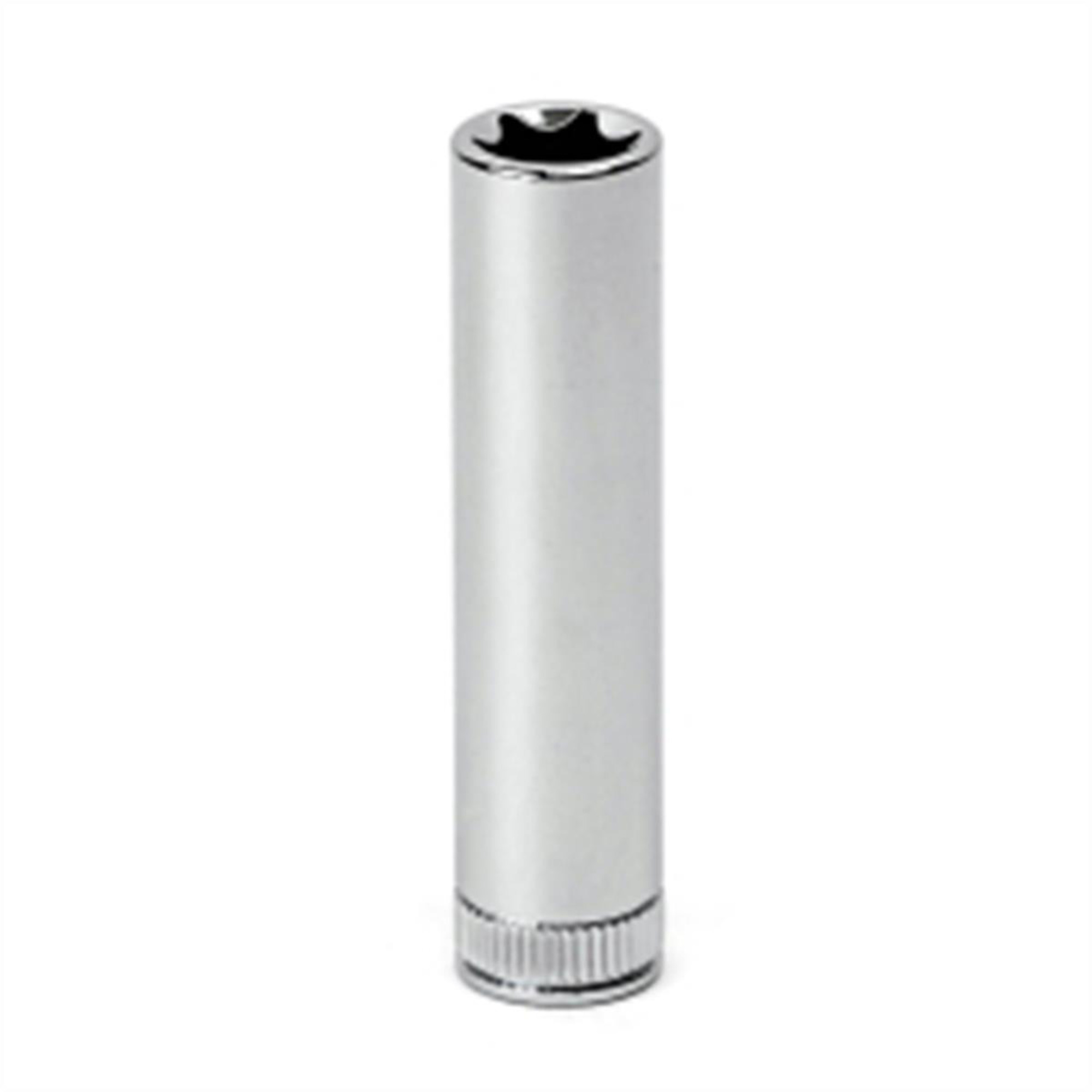 VIM Tools Deep TORX Socket — E10, 1/4in. Square Drive, 2in. Long, Satin Chrome, Knurled, Model# VIMVDE10